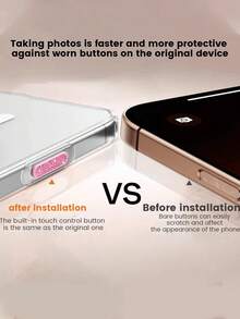 Compatible With Apple X-17 Pro Max, 1pc Side Camera Control Button Protective Cover, Scratch-Resistant Durable Sensitive Sliding Capacitive Shell Phone Side Click Touch Shutter Button, Built-In Chip, Phone Accessory, Protects Phone Buttons While Maintaining Aesthetics - Pink - View 6