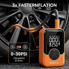 Portable Air Pump With Digital Pressure Gauge, LED Light And Multiple Nozzles, Suitable For Cars, Motorcycles, Bicycles And Other Inflatable Products - Wireless - View 7