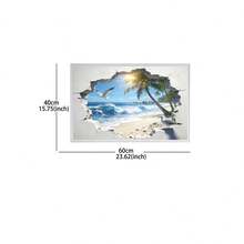 1pc Tropical Beach Wall Sticker, Ocean, Seagull, Coconut Tree, 3D Self-Adhesive Vinyl Sticker, Easy To Apply And Remove, Suitable For Bedroom, Living Room, Bathroom, Dorm, Peaceful Room Decor, Beach Theme Decoration, Create A Fresh Home Atmosphere - Multicolor03 - View 14
