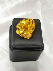 1 Peça Anel Aberto de Flor Banhado a Ouro de Cobre para Mulheres, Anel de Dedo Indicador, Adequado para EUA, Reino Unido, França, Oriente Médio, Dubai, África, Arábia Saudita, Acessório de Vestido de Casamento Nupcial, Dia das Mães, Dia dos Namorados, Temporada de Casamento, Aniversário, Presente de Feriado, Uso Diário - Ouro amarelo - Visão 3