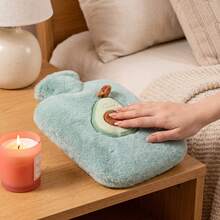 1pc Neutral Cartoon Fruit Pattern Flocked Large Capacity Hot Water Bottle, Refillable, Explosion-Proof, Leak-Proof, Detachable, Hand Warmer, Suitable For Winter Outdoor Camping, Travel, Home, Office, School, Dorm, Daily Use - Green Avocado - View 5