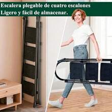 Unicame Escalera Plegable para Casa, Escalera Plegable 4 Peldaños, Diseño Antideslizante, Diseño de Cierre de , Escalera Tubular, Escalera de Tijera, para Hogar Oficina Almacén-Negro - Negro4 Niveles - Ver 7