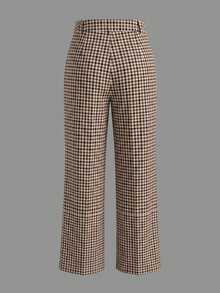Women's Autumn Vintage Plaid High Waist Straight Leg Trousers, Loose Straight Leg Draped Casual Pants, Back To School Outfit, High Waist Draped Slimming Versatile Street Style Casual Trousers, Suitable For Daily Casual Commute Wear - Multicolor - View 8