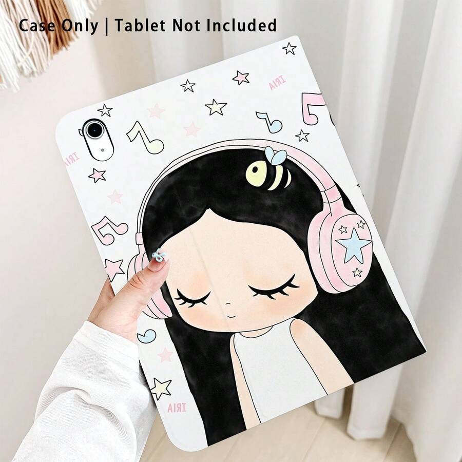 戴耳機女孩圖案 1件翻蓋平板保護殼 附筆槽,相容於 Honor 8/9/10/X8/X8A/X9/X8Pro/X9Pro/X9A/Matepad Pro/Matepad SE 11/Matepad 11/Apple 10th Gen/11 2025 (A16) 及 A9 等熱門機型 - 款式17 - 查看 1