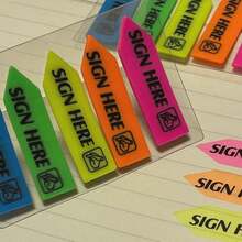 Stiker Indeks Transparan "Tanda Tangan di Sini" untuk Kembali ke Sekolah, Warna Cerah dan Jelas, Perekat Kuat, Label File yang Dapat Digunakan Kembali, Perlengkapan Alat Tulis untuk Mengurutkan Dokumen Kantor, Bank, dan Sekolah - A - View 1
