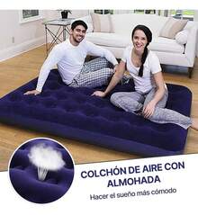 Inflatable Double Camping Mattress Bed For 2 People With Pillows - Blue - View 6