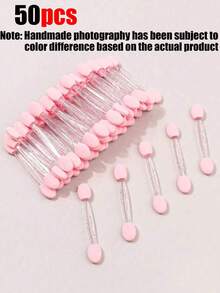 50入/100入雙頭海綿刷，漸層海綿美甲刷附手持夾，適用於水鑽貼飾 - 粉色 - 查看 8