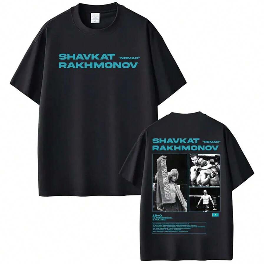 Camisetas de Edición Limitada Nomad Shavkat Rakhmonov, Ropa Masculina, Camiseta Clásica con Estética de Violencia, Camisetas de Verano, Camiseta 100% Algodón - Negro - Ver 1
