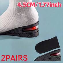 QKC 1 Pair/2 Pairs Men's Soft, Comfortable Air Cushion Shock Absorbing, Breathable & Sweat-Absorbing Boots, Leather Shoes, Half Insoles - Black (2 Pairs) - View 7