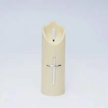 1pc Flameless Flickering Cross Ivory White LED Candle, Battery Operated, Suitable For Dining Table, Fireplace, Wedding, Party, Home, And Other Occasions. (Battery Included) - Cross Ivory White - View 5