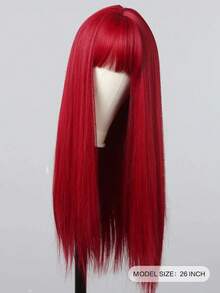 Peluca roja de cabello largo y liso para mujer, de fibra resistente al calor, adecuada para cosplay diario y fiestas de Halloween. - S613/ORANGE/35 - Ver 5