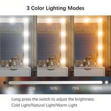FUSOU 15 Drawers Dressing Table With Power Outlet, Makeup Vanity With  Mirror And 13 LED Lights, 3 Color Modes, Adjustable Brightness, Glass Top Vanity For Dressing Room Bedroom - White - View 8