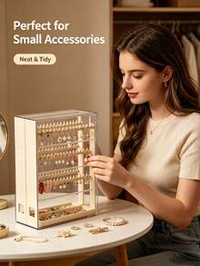 1 Set Kotak Display Akrilik Transparan Hitam, Rak Penyimpanan Anting dan Perhiasan, Penyimpanan Kosmetik, Organizer - MultiWarna - View 9