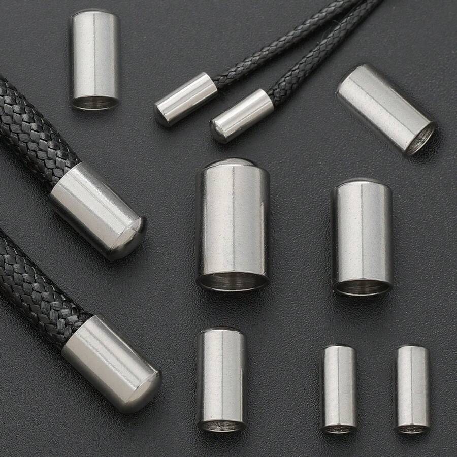 15pcs Stainless Steel Rope End Caps Round Head Cap DIY Jewelry Making End Caps Leather Cord Braided Rope End Plugs Multi-Size Options Suitable For DIY Bracelet Necklace Cord End Fixing Buckles Beaded Basic Assembly Accessories Jewelry Connector Rope And Shoe Accessories Materials DIY Jewelry Making Rope End Accessories - Drawstring Hat - View 1