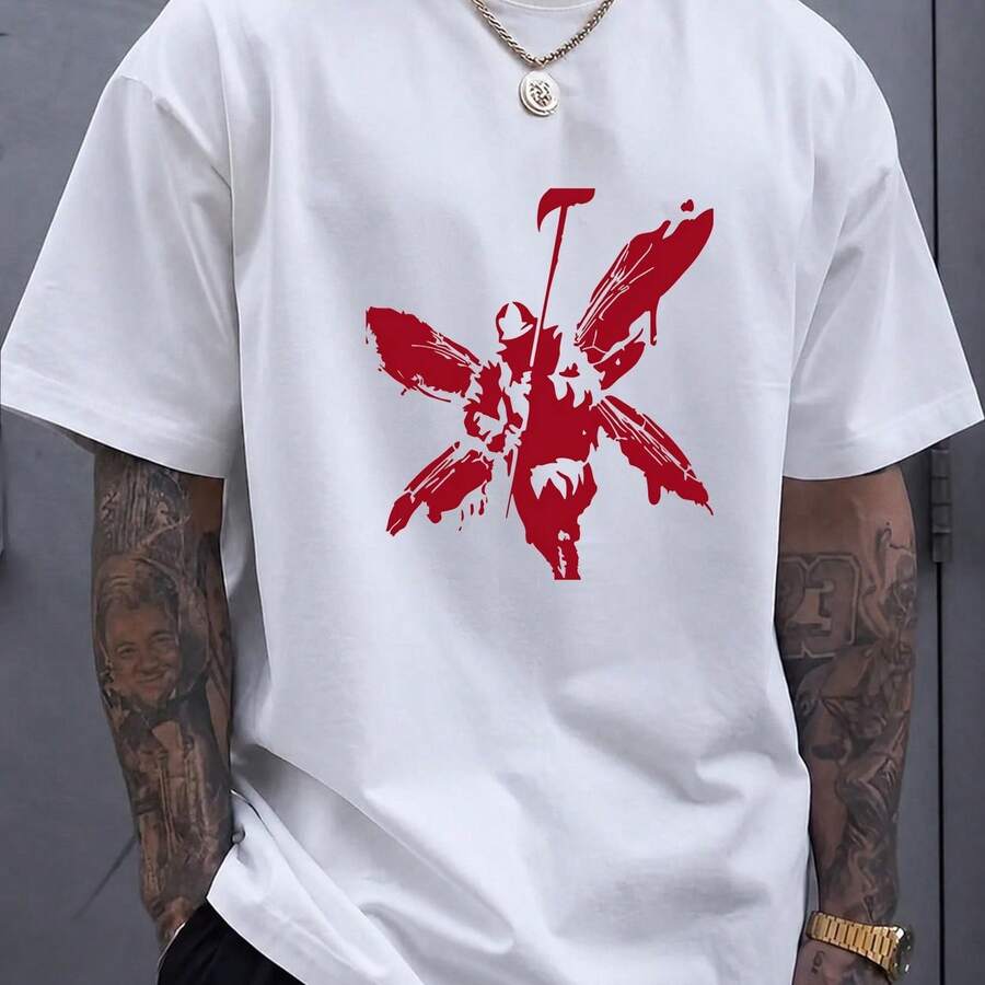 Men's Short Sleeve T Shirt Vintage Rock Band Graphic Print Casual Streetwear Top For Daily Leisure Wear - White - View 1
