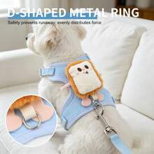 2Pcs/Set, Stylish & Eye-Catching: Blue Toast Harness & Fish Leash Set, Universal For Small To Medium Cats & Dogs, Breathable & Non-Choking, Sturdy & Portable, Top Choice For Daily Outdoors - Multicolor - View 2