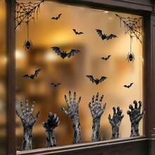1pc Halloween Window Decal, Gothic Shadow Hand Silhouette, Vinyl Electrostatic Glass Sticker, Suitable For Living Room Window Display, Holiday-Themed Party Decoration. - Multicolor - View 9