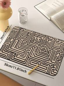 1pc Geometric Maze Pattern Floor Mat, 3.5mm Cuttable Cushioned Anti-Fatigue Kitchen Mat, Absorbent Rubber Bottom, Bathroom Floor Mat, Toilet Mat, Small Rug, Hallway Carpet, Entryway Mat, Indoor/Outdoor Door Mat, Outdoor Garden Decor - Multicolor - View 15