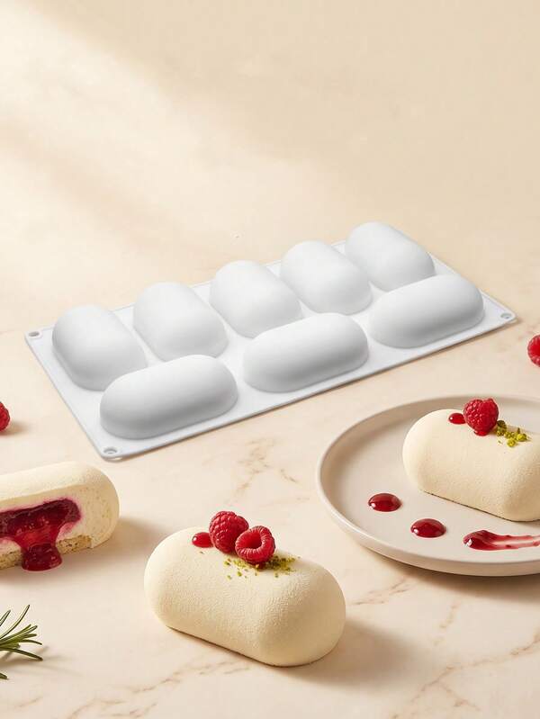 Oval Silicone Mold 8-Cavity, Pillow Chocolate Candy Mold For Mousse Cake & Baking, Non-Stick Dessert Decor Tool For Chocolate Candies & Cake Toppers