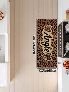 DAJIANG 1pc Pink Bow Leopard Print Rug, Kitchen Rug, Hallway Rug, Suitable For Bathroom, Kitchen, Outdoor, Bedroom, Living Room, Bedside, Decorative Rug, Machine Washable, Easy To Clean, Entryway Mat, Non-Slip Backing, Bedroom Decor Rug - Multicolor - View 14