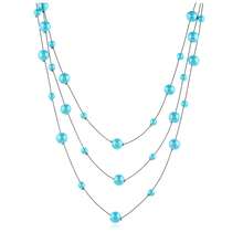 Kalung Manik-Manik Ungu-Merah Berlapis-lapis, Rantai Tulang Selangka Manik-Manik Tipis, Aksesori Leher Elegan Minimalis Mewah Ringan untuk Wanita - WXL043 Mutiara Berlapis-lapis - View 6
