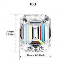 1pc 100% Pure Moissanite, White Color, D Color, Emerald Cut, VVS1 Clarity, Comes With GRA Certificate, For DIY - White - View 9