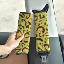 2pcs Personalized Leopard Print Plush Car Seat Belt Shoulder Pads, Anti-Chafe Shoulder Strap Covers, Universal Fit Car Interior - A - View 17