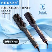 SOKANY 15008 直髮梳，陶瓷塗層，5段溫度設定，快速加熱，過熱保護，360°旋轉，適合日常使用/禮品 - 藍色 - 查看 1