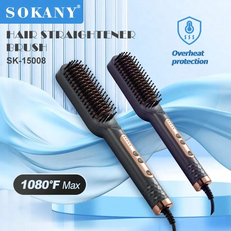SOKANY 15008 直髮梳,陶瓷塗層,5段溫度設定,快速加熱,過熱保護,360°旋轉,適合日常使用/禮品 - 藍色 - 查看 1