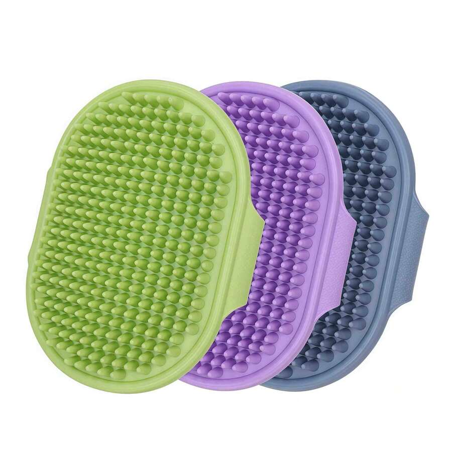 Pet Deshedding Brush (Soft Bristles) - Remove Loose Fur Before Bathing; Suitable For Cats And Dogs | Ergonomic Oval Design, Non-Slip Handle; Easy To Clean | Perfect For Shedding Season And Daily Grooming! - Multicolor - View 1