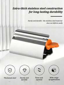3pcs Stainless Steel Toothpaste Squeezer, Toothpaste Holder Stand, Reduce Waste Bathroom Accessories - 3pcs - View 3