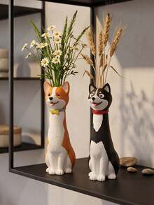 1pc Handmade Funny Dog-Shaped Unique Resin Vase, Home Desktop Decor Ornament | Home Decor, Room Decor, Bohemian Style, Desktop Decor, Cute Collectible, Unique Gift, Dining Table Centerpiece, Housewarming Gift - New Model - View 6
