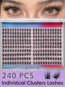240pcs Kit Bulu Mata Panjang Kapasitas Besar, Set Bulu Mata Panjang 10-16mm, Bulu Mata Palsu Lembut dan Ringan, Digunakan untuk Ekstensi Bulu Mata dan Alat Aplikasi Bulu Mata, Cocok untuk Acara Keluarga, Pernikahan, Perjalanan, dan Acara Musim Semi. - Putih - View 1