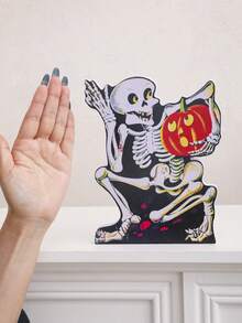 1pc Halloween Skeleton Desktop Plaque Retro Thrilling Style Multi Color Vertical Ornament For Festival Party Decoration Table Centerpiece Suitable For Desktop Fireplace Indoor Haunted House Festival Party Scene Display Gifts - C - View 6