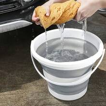 Secchio pieghevole - Secchio in silicone pieghevole - Portatile, salvaspazio, durevole, facile da pulire - Perfetto per il lavaggio dell'auto, la pesca all'aperto, i viaggi, lo stoccaggio domestico e l'organizzazione degli articoli per la casa - Secchio pieghevole - Visualizzare 3