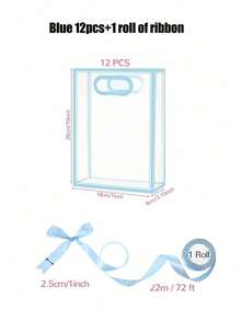 24/12/1pc Transparent Gift Bag With Ribbon, 7x10x3.15 Inch Reusable PP Holiday Gift Bag, Suitable For Baby Shower, Graduation, Wedding, Bridal Shower, Birthday Party, Business Occasions, With Hollow Handle, Gender Reveal Party Gift Bag, Guest Favors (Pink And Blue) - Multicolor - View 14