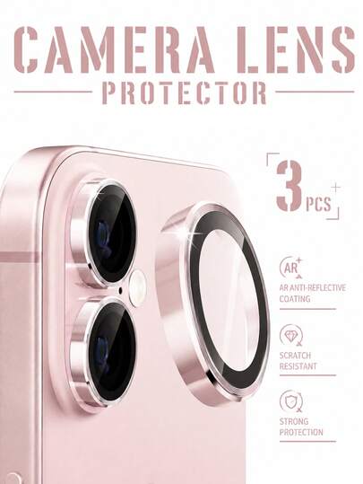 3 pièces Film protecteur d'objectif pour 18/17/16 Pro/16 Pro Max/15/14/13/12/11, Film de protection anti-rayures dureté 9H, Accessoire de téléphone à la mode, Anti-chute et résistant aux rayures, Cadeau de téléphone attentionné pour la famille et les amis, Film protecteur d'objectif brillant comme du cristal