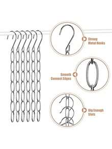 7-Slot Metal Chain Hanging Hook, Space-Saving Foldable Organizer Rack, Multi-Hook High-Efficiency Storage, Durable Wardrobe Accessory For Clothing Organization,Bedroom Decor,Home Deccor,Bathroom Accessarie,Christmas Gift,Gift For Men,Travel Essential - View 6