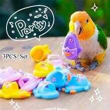 3pcs Colorful Parrot Chew Toys - Interactive Bird Toys With Random Colors, Durable Plastic Slippers For All Birds, Bird Cage Accessories & Pet Supplies, Bird Toys For Parrots, Playful Design, Sturdy Construction - View 4