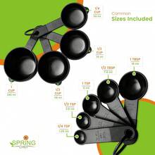 Spring Chef Magnetic Measuring Cups And Spoons Set Of 9, Nesting Kitchen Tool With Easy To Read Markings For Measuring Dry Or Liquid Ingredient, , Black - ColorA - View 3