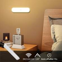 VOLACI 1pc Motion Sensor Magnetic LED Night Light, Wireless Wall Lamp, Under Cabinet Lighting, Home Bedroom, Hallway, Closet Motion Sensor Light, USB Rechargeable, Long-Lasting Power - Multicolor - View 2