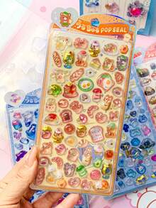 15pcs Original Q-Lia 3D Puffy Epoxy Stickers Kawaii Cartoon Raised Bubble Sticker DIY Journal Phone Case Kids Toy Decoration - Multicolor - View 10