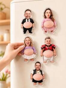 مغناطيس ثلاجة مخصص مضحك ناعم للبطن، مغناطيس صورة أكريليك غير منتظم مخصص، تصميم ممتع، ديكور المطبخ، هدية إعلان الحمل، هدية زوجية فكاهية، أشكال بطن متعددة تذكار عائلي - متعدد الألوان - مشاهدة 2