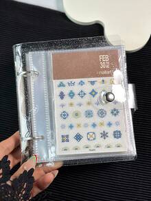 100/50 Slots Large Capacity Nail Art Sticker Storage Album, Nail Art Decal Steel Plate Organizer Display Book, DIY Nail Design Sticker Storage Collection Album With 25 Inner Pages (Stickers Not Included), Gift For Female Friends, Mom, Wife - Multicolor - View 3