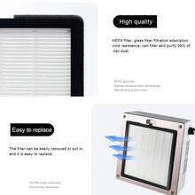 3PCS Replacement Filter Compatible With 858-2 Nail Dust Collector, Black Frame White Mesh Reusable Washable Filter Screen, Easy Clean Swap For Manicure Vacuum - Black and White - View 5