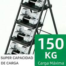 Unicame Escalera Plegable para Casa, Escalera Plegable 4 Peldaños, Diseño Antideslizante, Diseño de Cierre de , Escalera Tubular, Escalera de Tijera, para Hogar Oficina Almacén-Negro - Negro4 Niveles - Ver 6