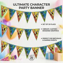 Roblox 新款 20 件組動漫主題彩帶生日裝飾 彩色三角旗派對裝飾 拍照道具 適用於聖誕派對 生日嘉年華之夜 多場景布置 - Roblo 新三角旗 - 查看 2