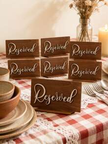Custom Wedding Rustic Wooden Reserved Table Signs, Church Pew Ceremony Reception Decor Reserved Placards - Multicolor - View 4