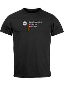 Bundesinstitut für lecker Bierchen Motiv Herren-Shirt mit Adler-Wappen und Deutschland-Farben-Design, das auf humorvolle Weise die Liebe zum Bier zelebriert. Ideales Geschenk für Bierliebhaber. - Schwarz - Übersicht 1