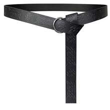 Medieval Celtic Pattern PU Leather Round Belt, Vintage Viking Knot Embossed Single Ring Buckle Belt, Renaissance COSPLAY Stage Performance Accessory - A - View 10
